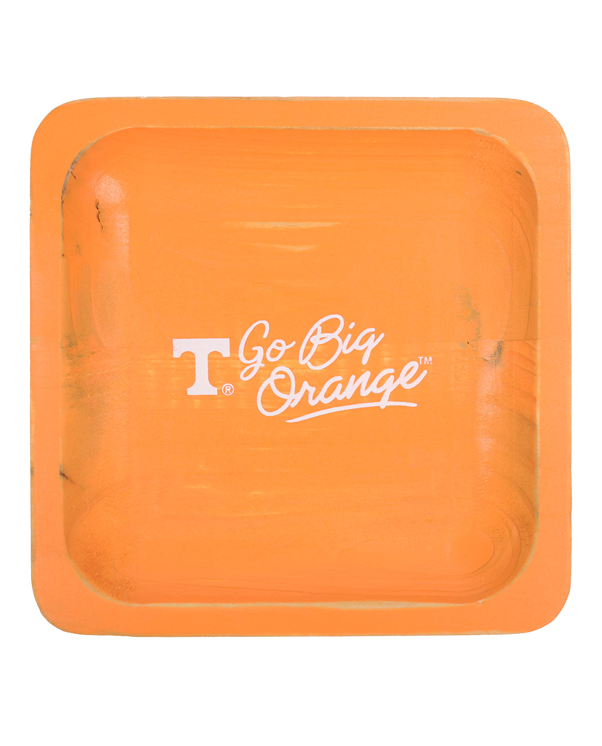 Orange square tray with 'Go Big Orange' text and logo on a white background