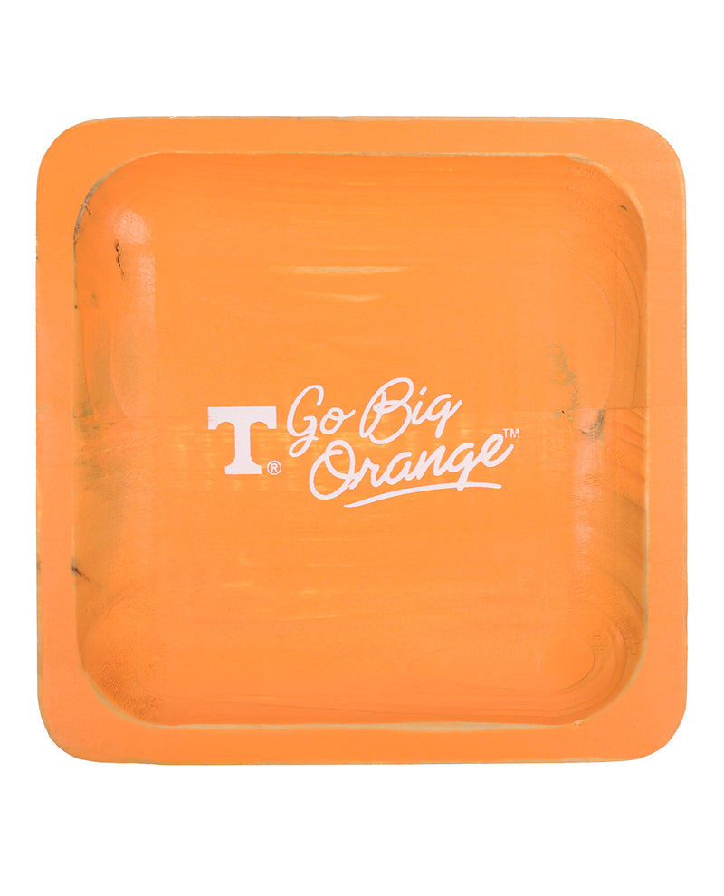 Orange square tray with 'Go Big Orange' text and logo on a white background