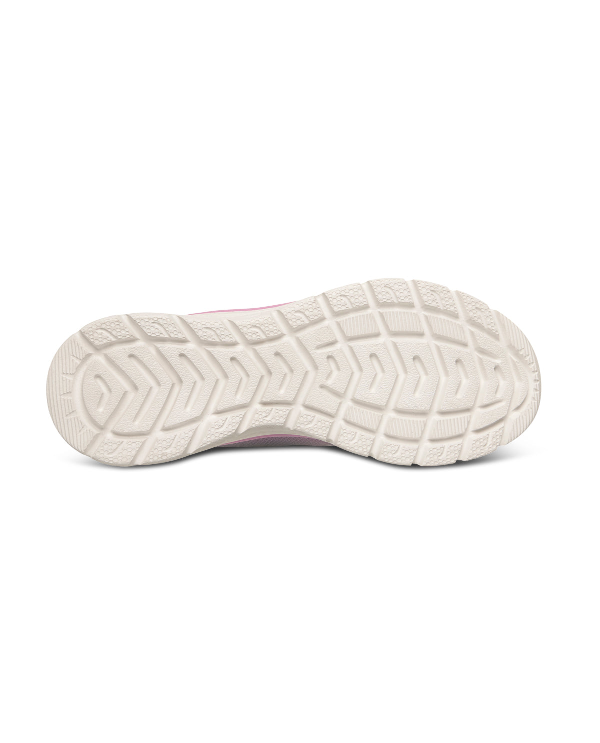 White sneaker sole with tread pattern on a white background