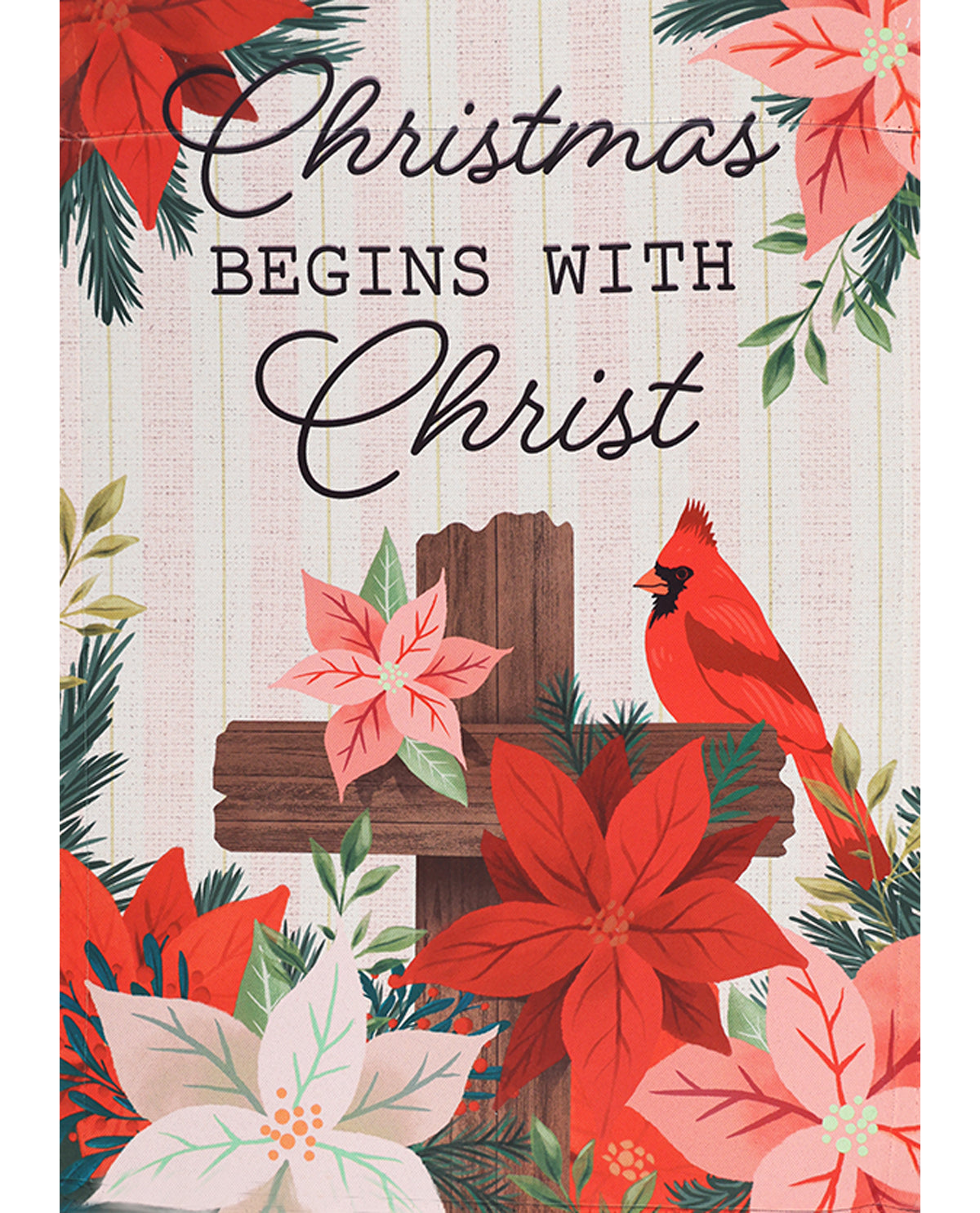 Cross And Cardinals Suede Garden Flag