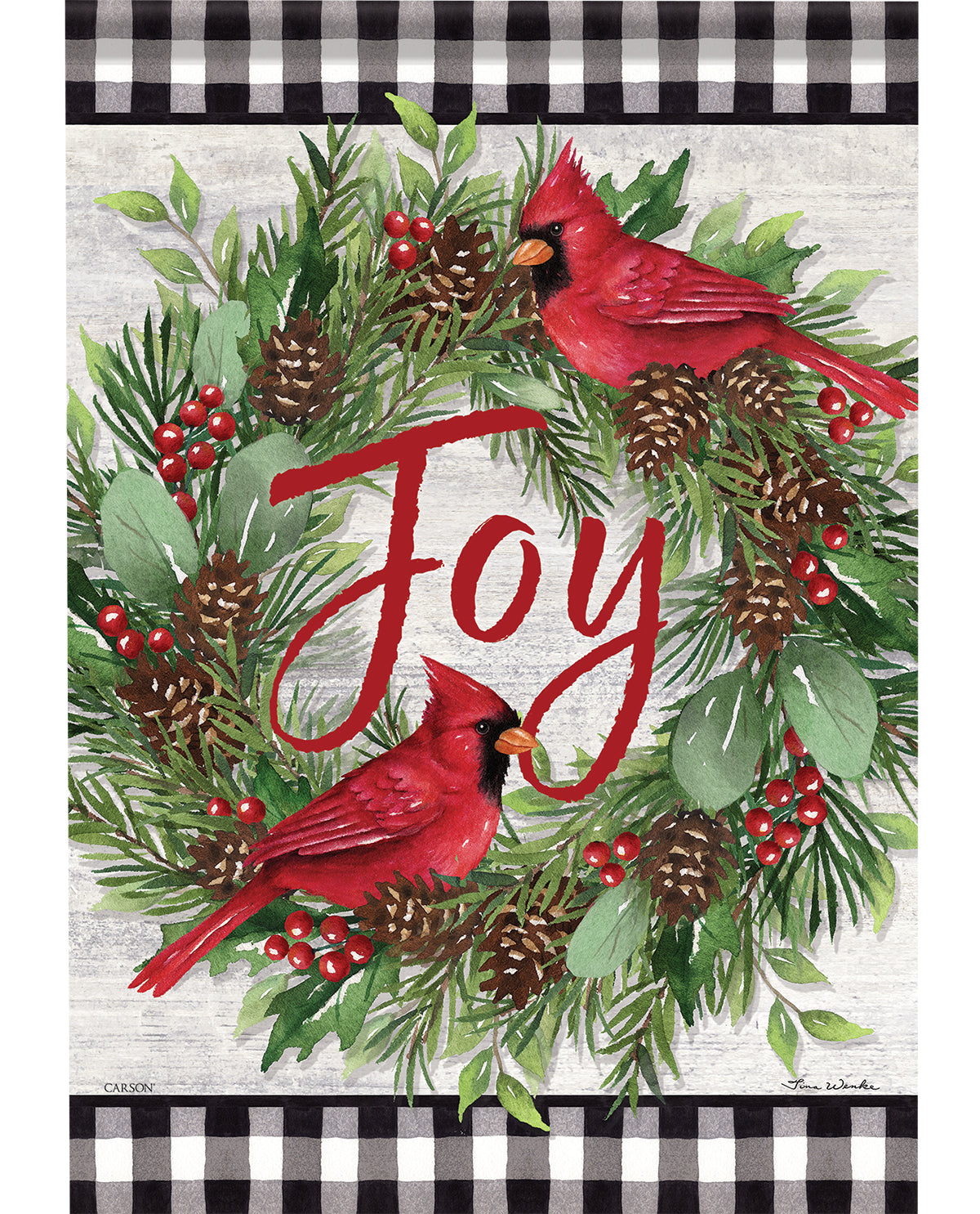 Cardinal Wreath Garden Flag