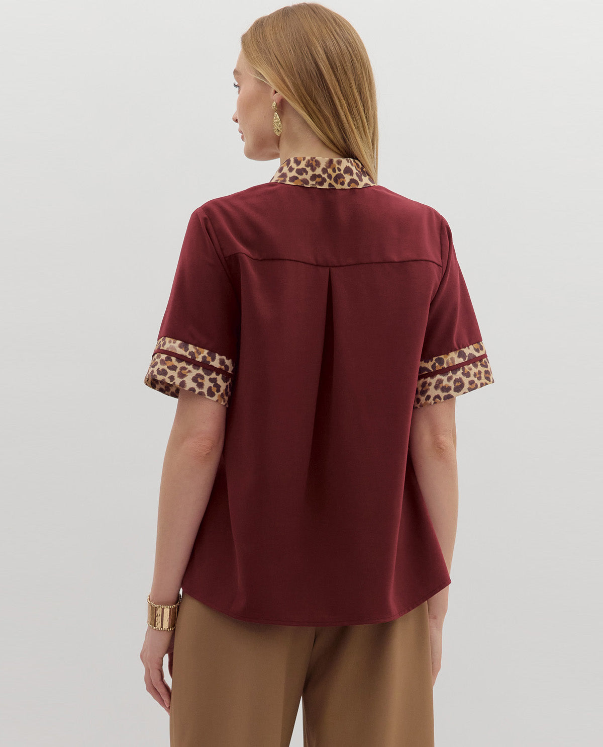 Solid Top with Animal Print Edge