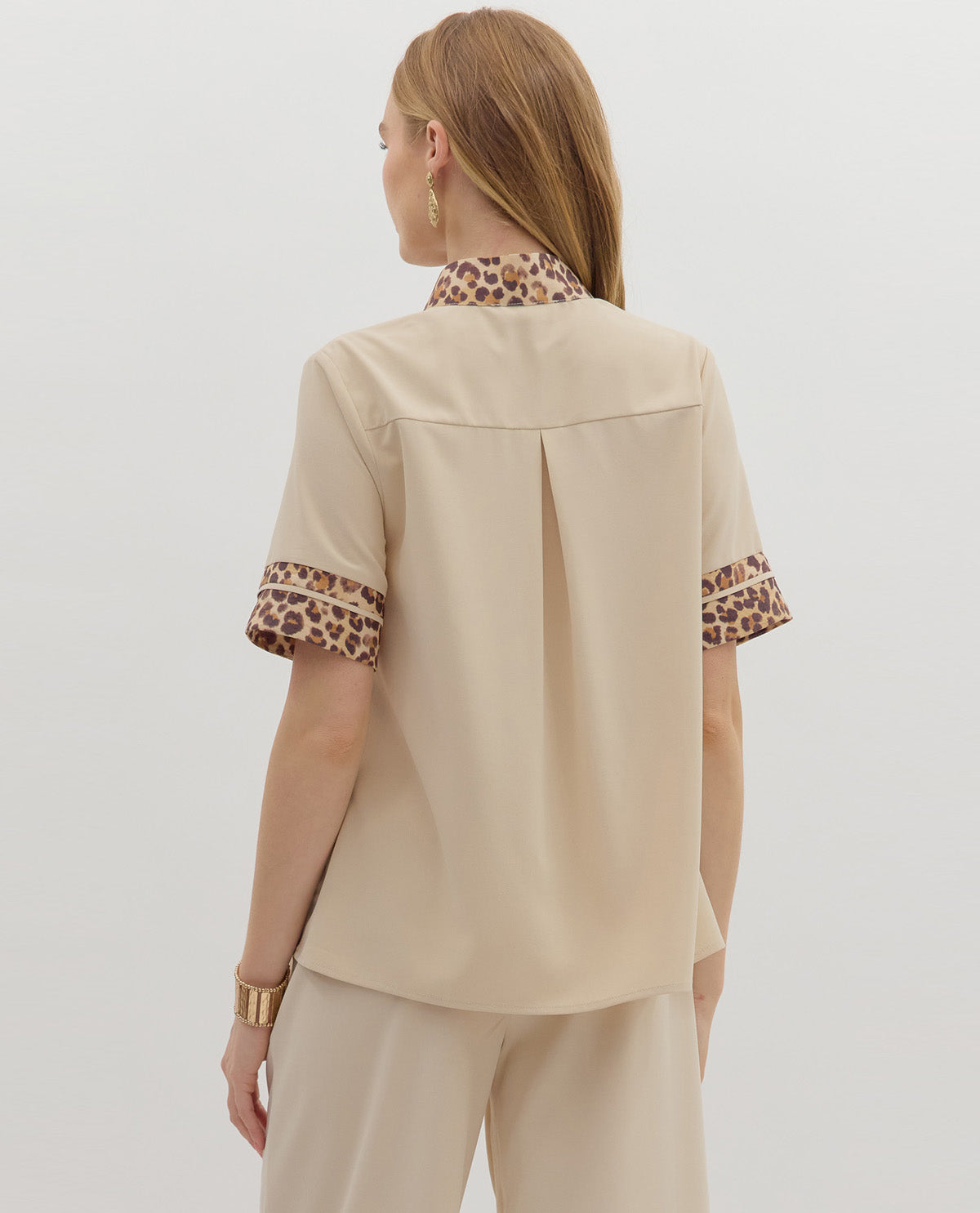 Solid Top with Animal Print Edge