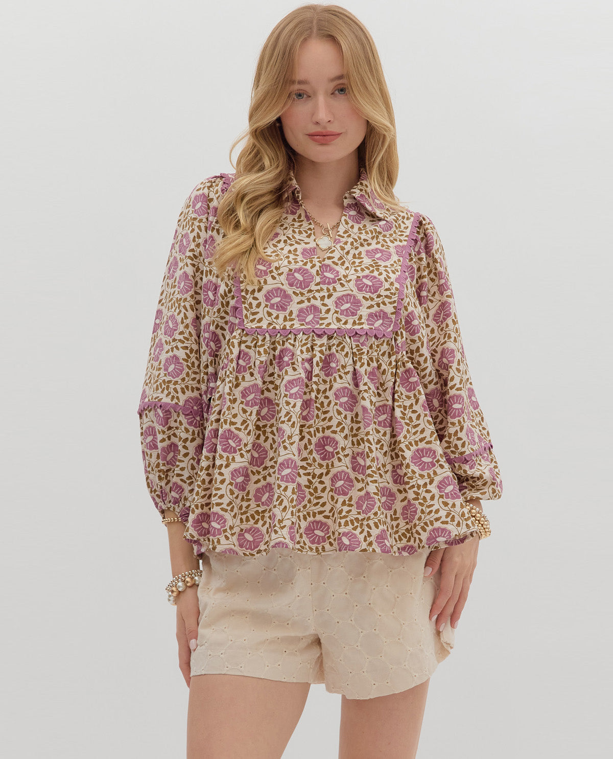 Entro Print Babydoll Top