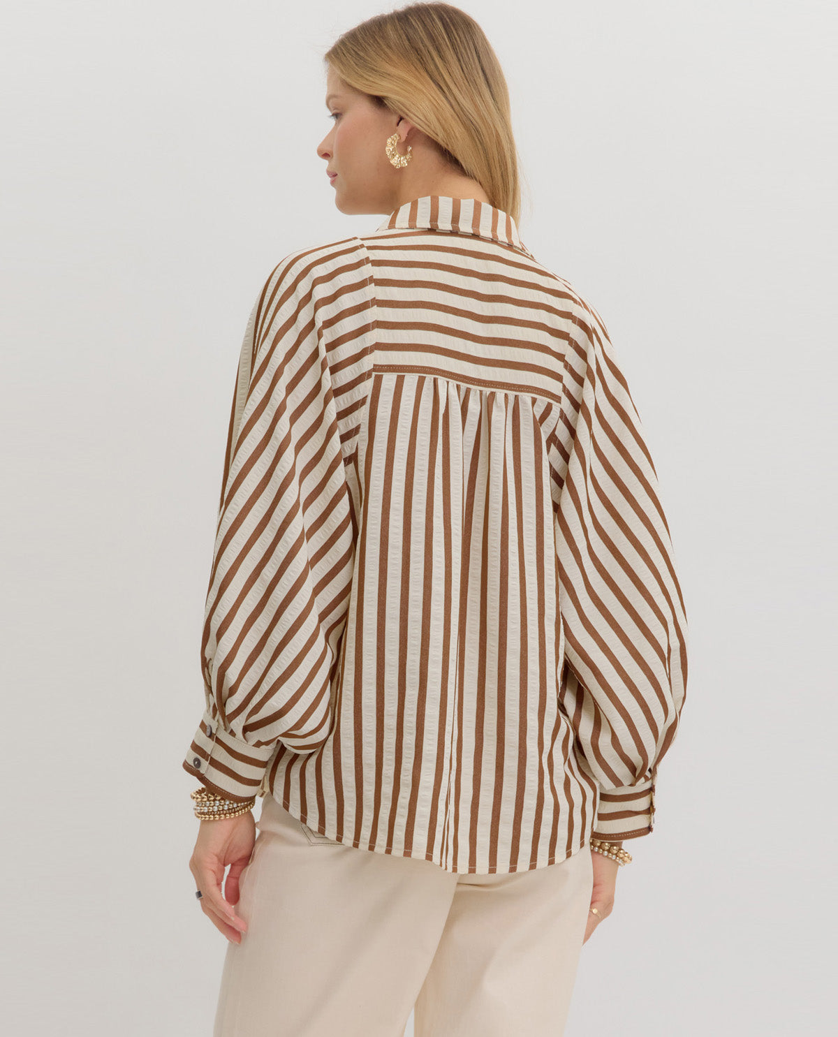 Entro Stripe Button Front Top