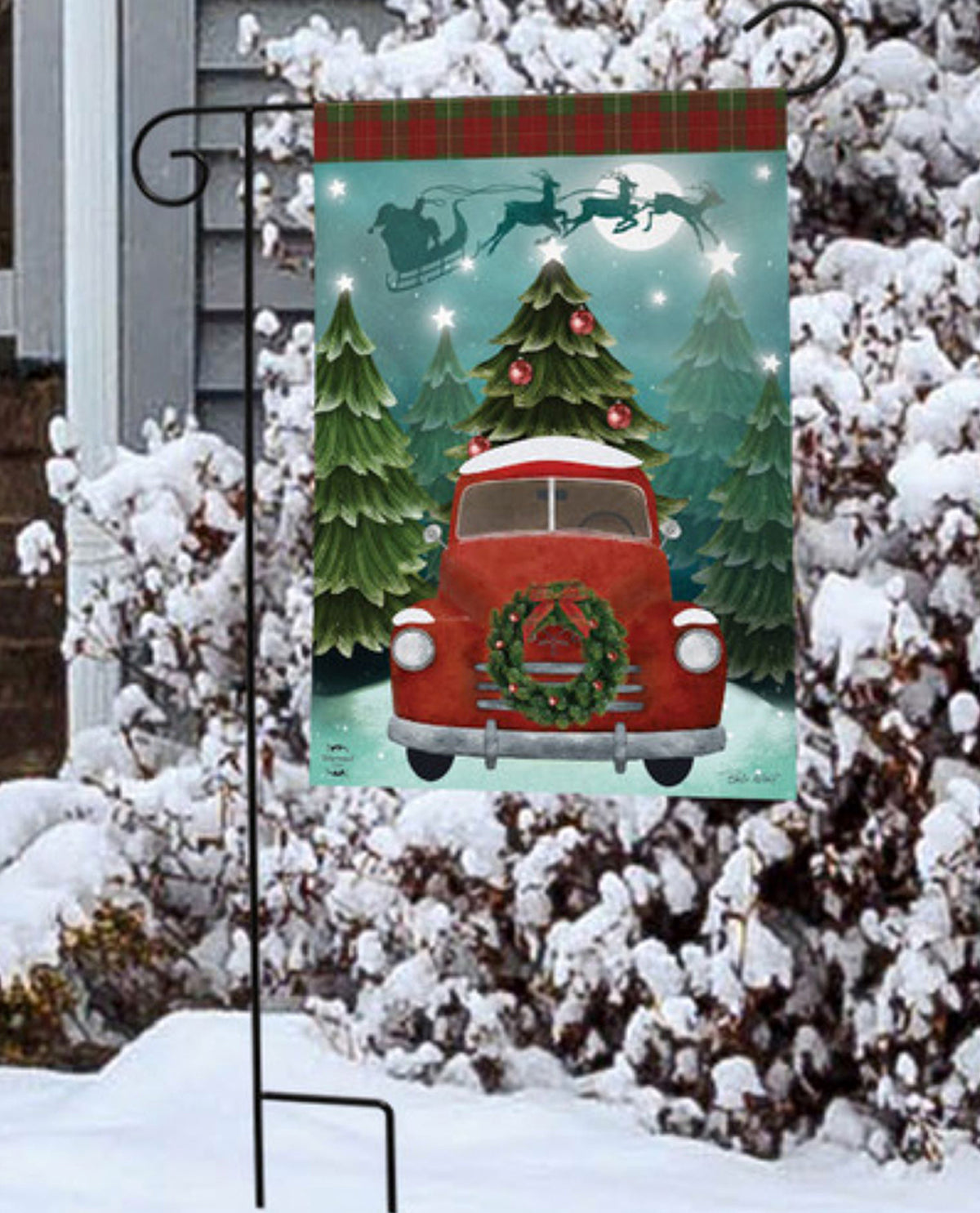 Christmas Eve Vintage Truck Garden Flag