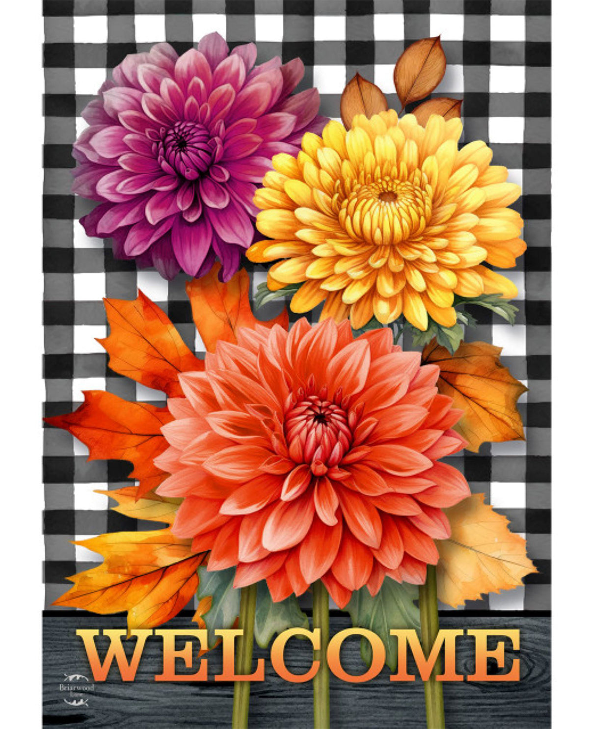 Checkered Mums Garden Flag