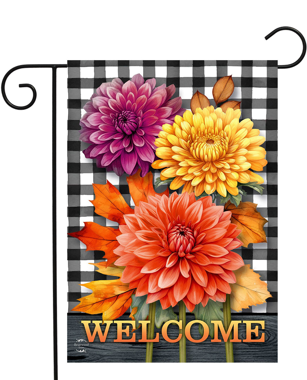 Checkered Mums Garden Flag