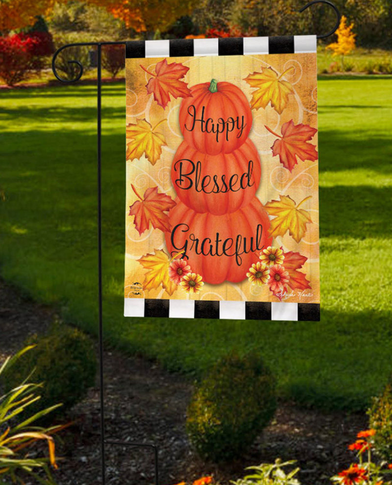 Happy Blessed Grateful Garden Flag