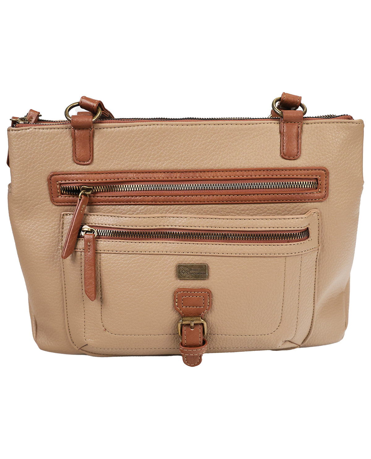 White Mountain Newton Buckle Tote Taupe