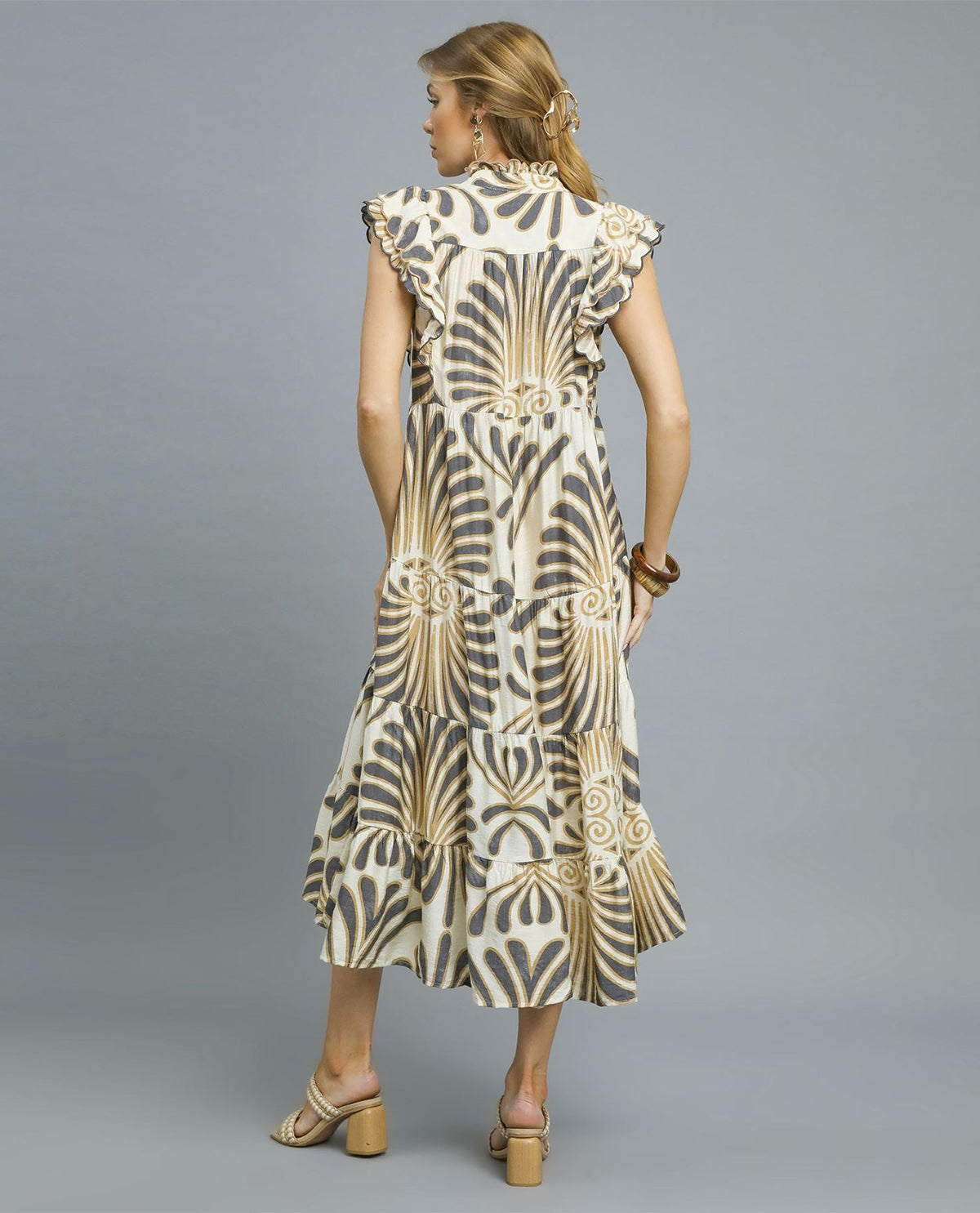 Boho Tiered Maxi Dress with Ruffle Sleeves