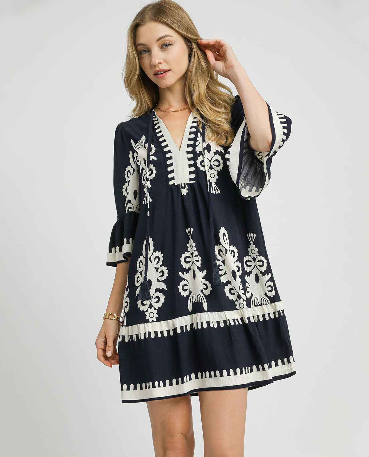 Umgee 2tone Border Print Dress