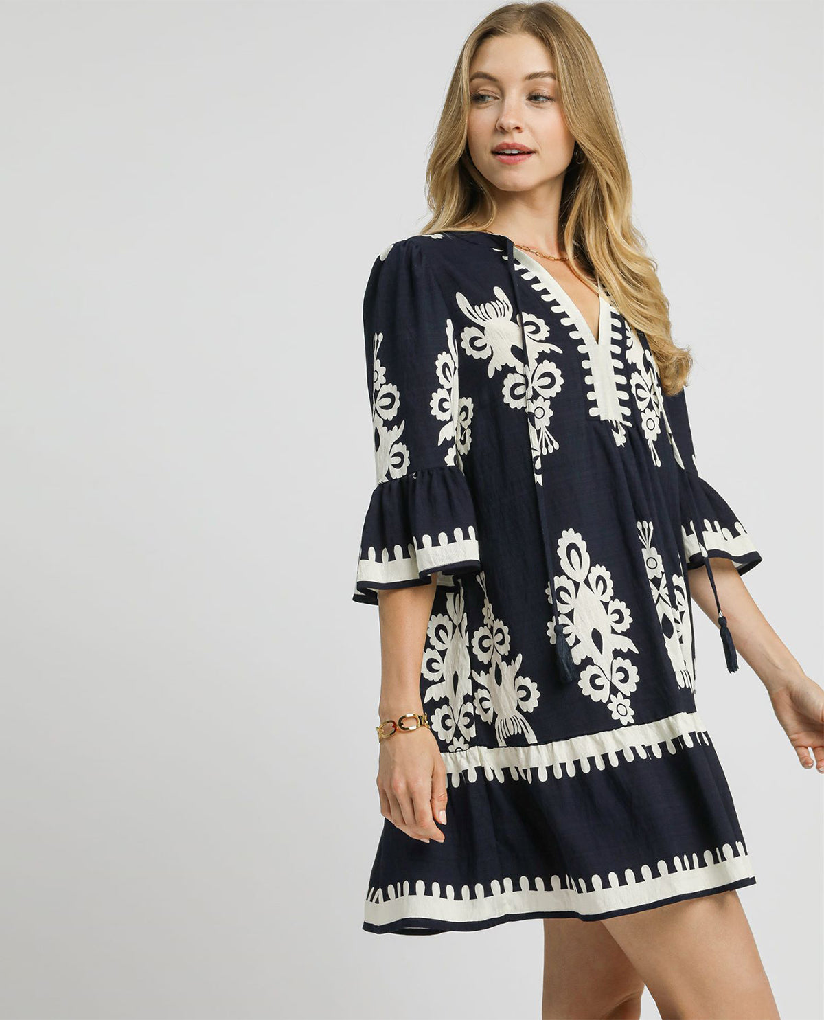 Umgee 2tone Border Print Dress