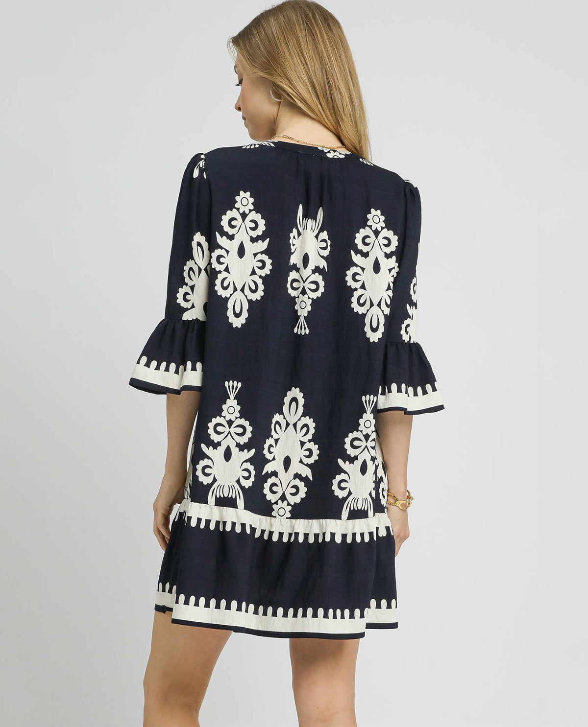 Umgee 2tone Border Print Dress