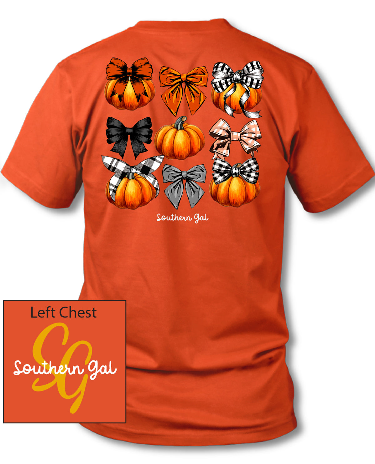 Southern Gal Plus Halloween Bows & Pumpkins Short Sleeve Graphic T-Shirt