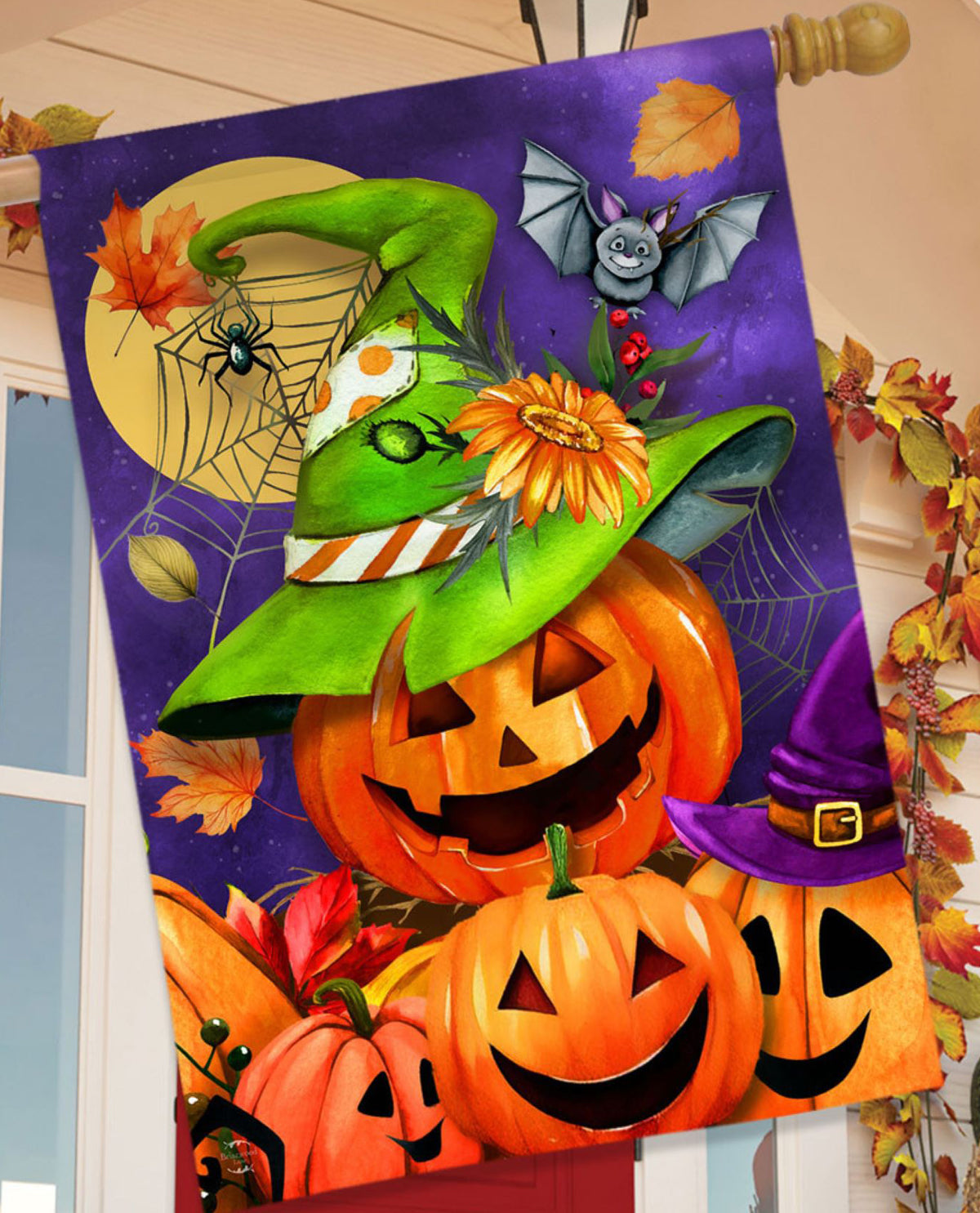 Happy Jack-o-Lanterns House Flag