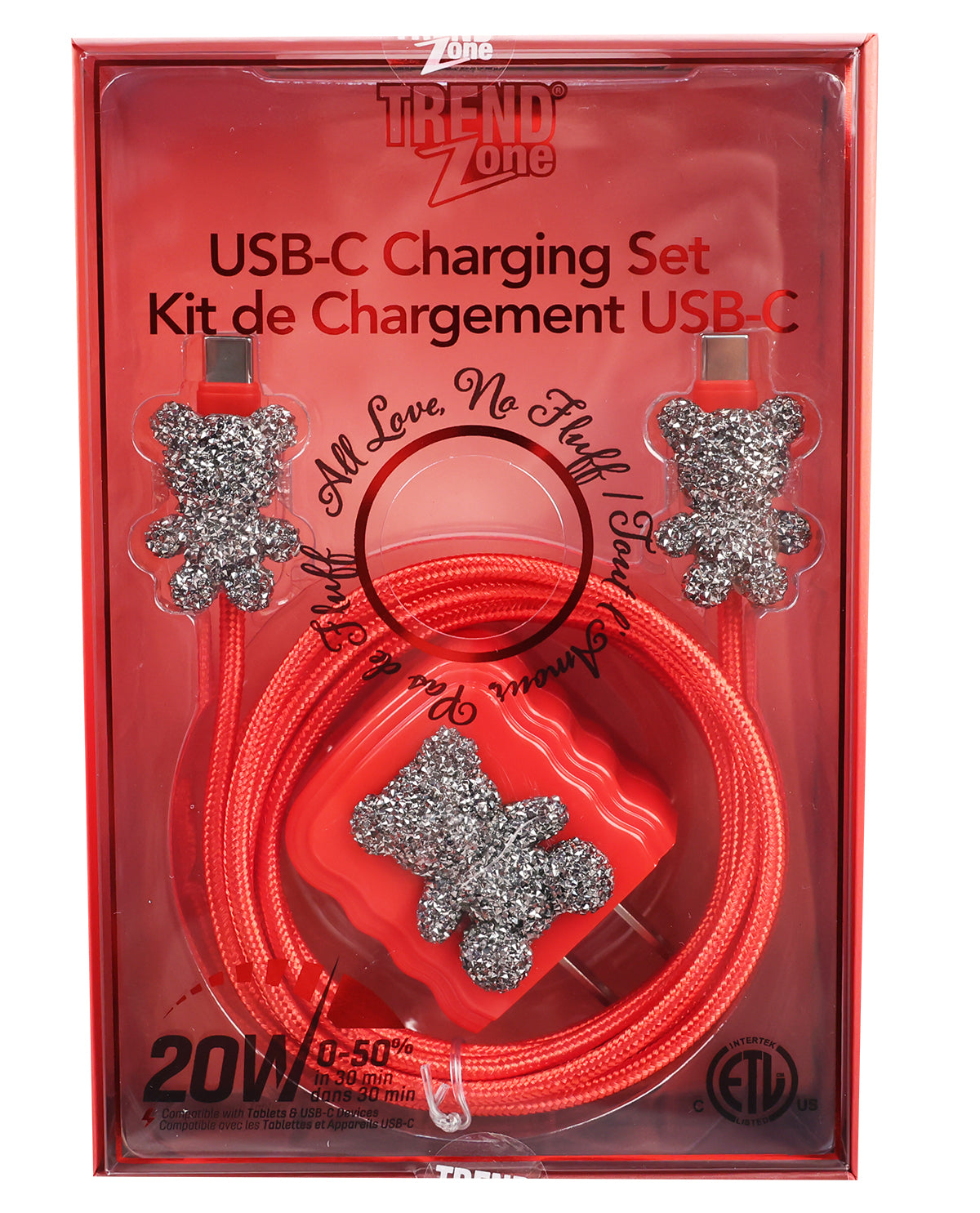 6ft Bling Bear Charging USB-C