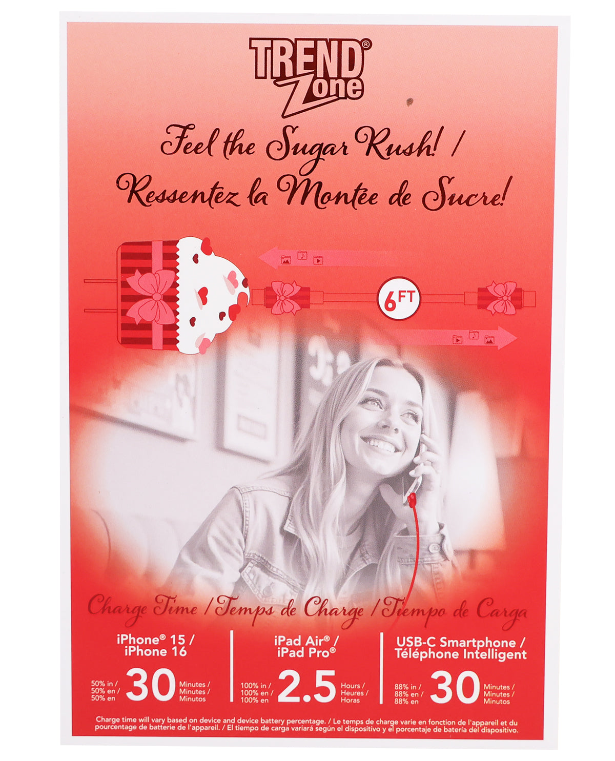 6ft Red Cupcake Charging USB-C