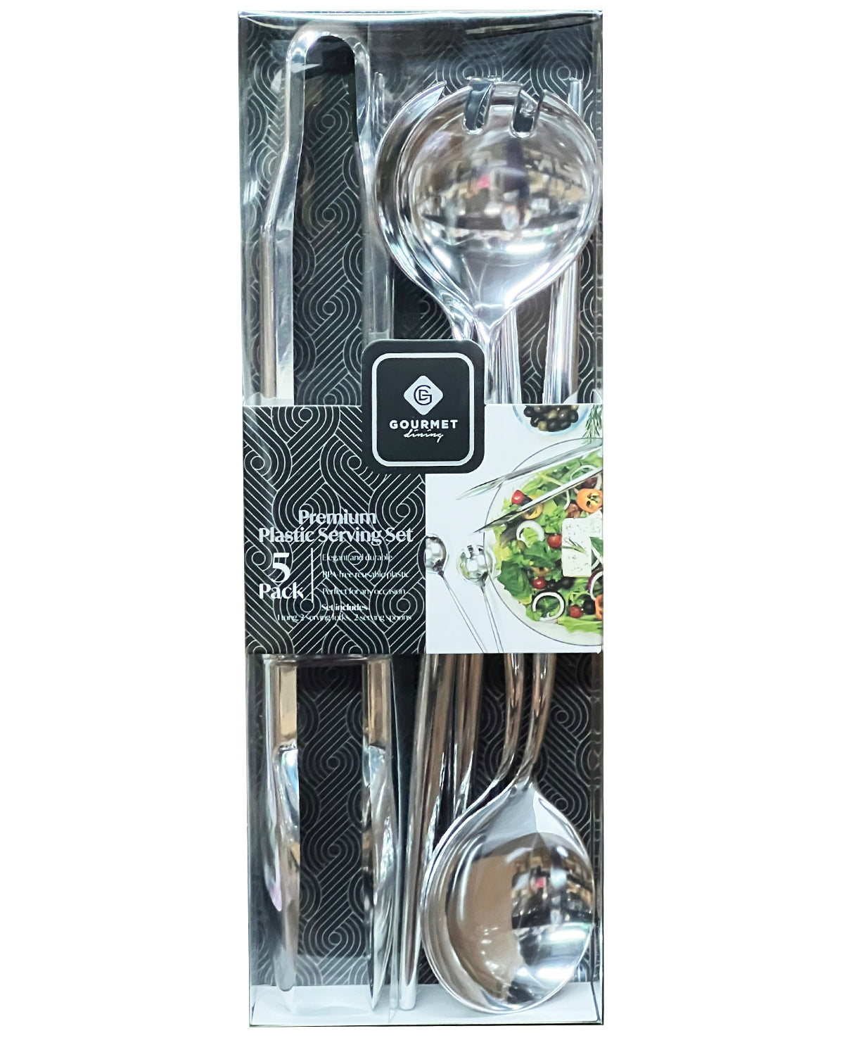 5pc Silver Plastic Serving Set
