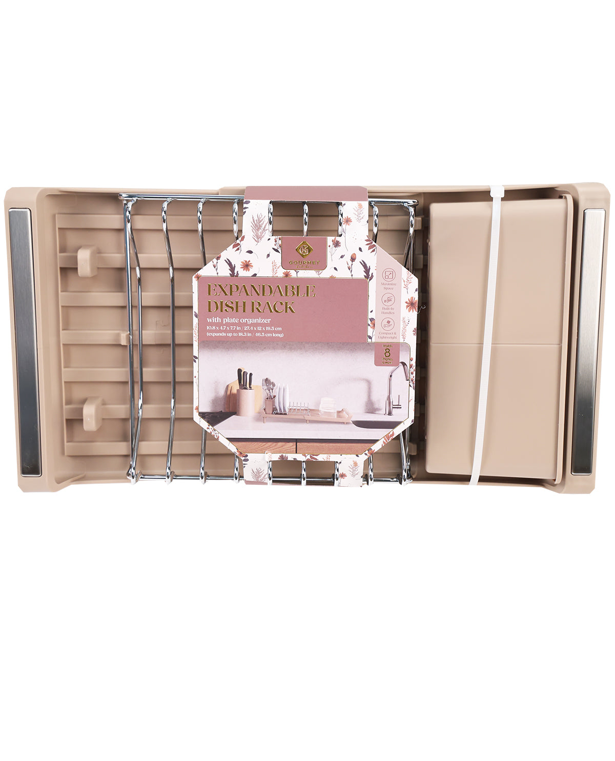 Warm Taupe-mini Ss/pp Expandable Dish Rack