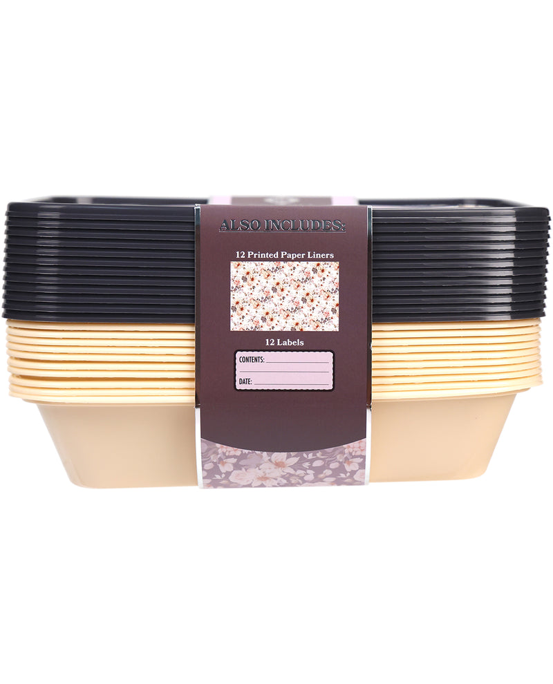 24-Piece Black Magnolia Rectangular Food Storage Container Set
