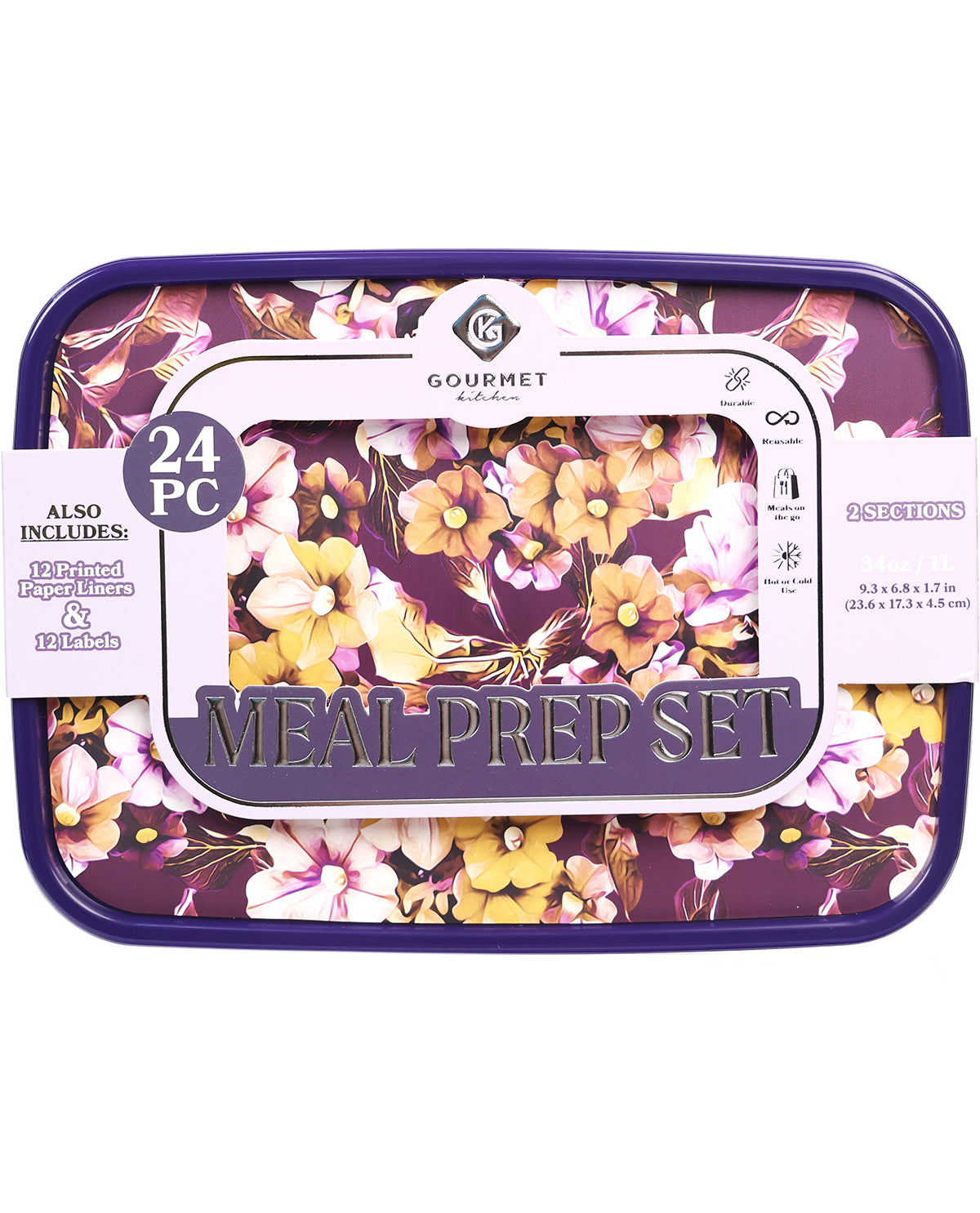 24-Piece Doe Floral 2-Section Food Storage Container Set