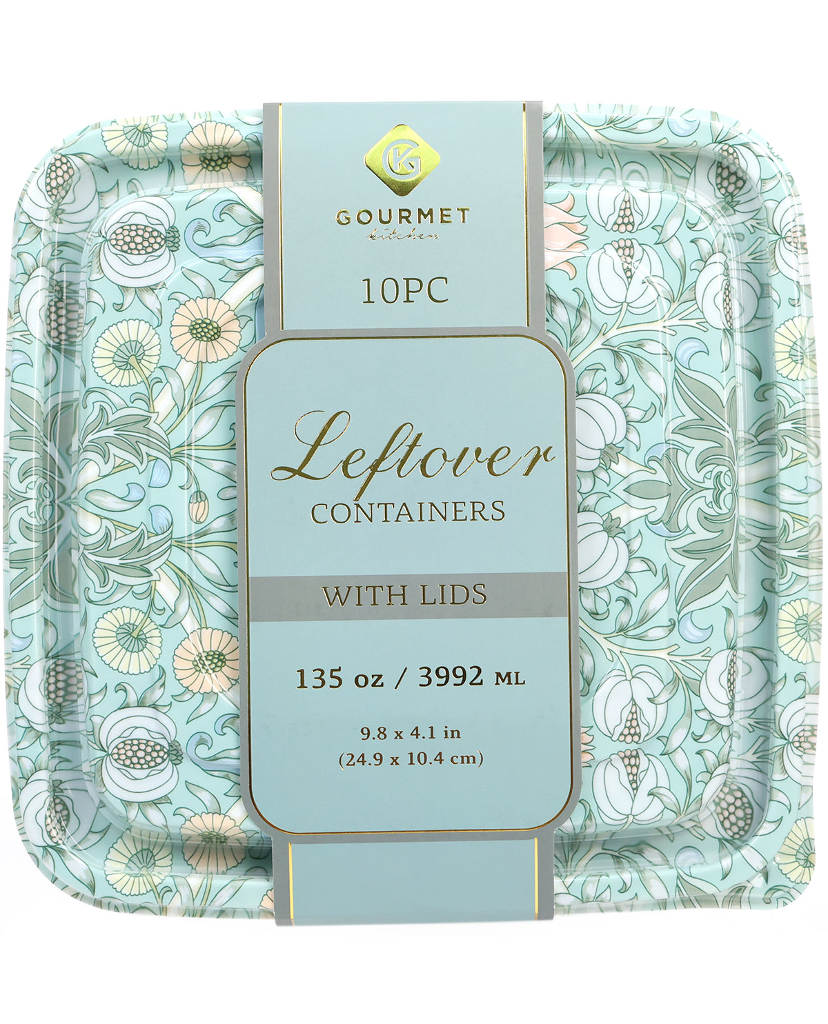 10-Piece Green Floral Leftover Container Set