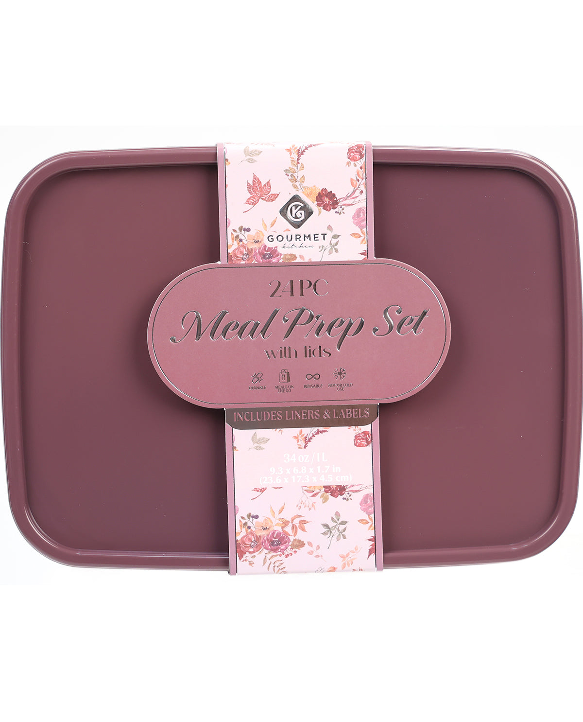 24-Piece Plum Rectangular Food Storage Container Set