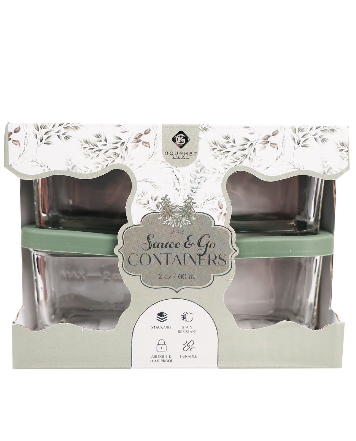 Olivine-4pc Small Glass/Silicone Condiment Set