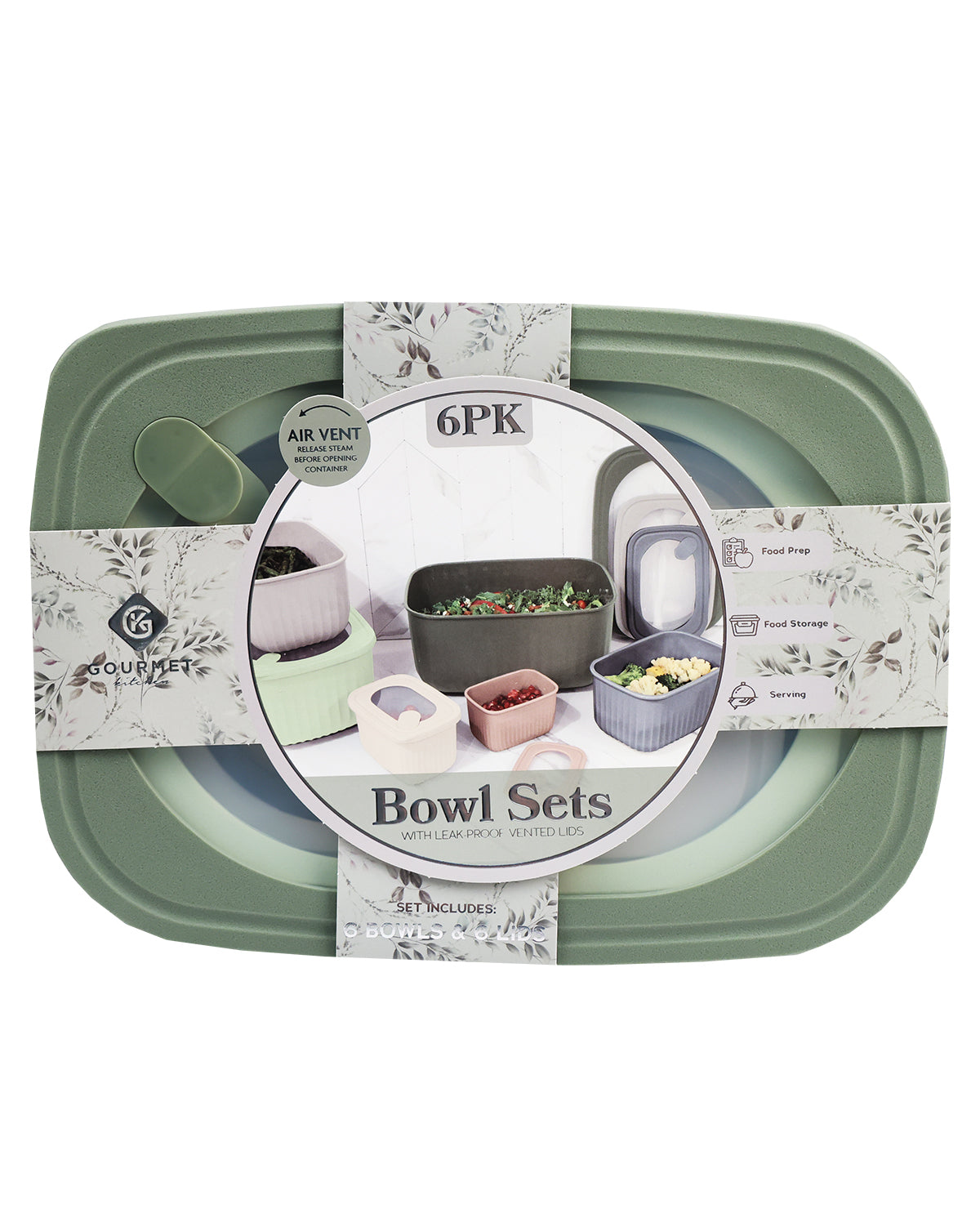 Olivine 6-Piece Bowl Set With Lids