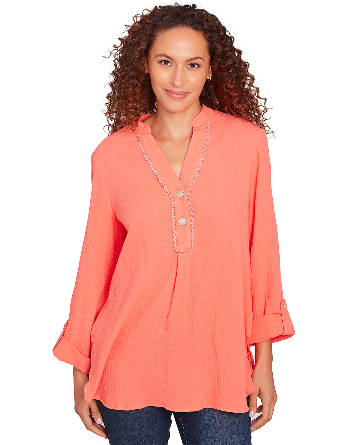 Ruby Road Petite Watercolor Dreams Solid Gauze Top