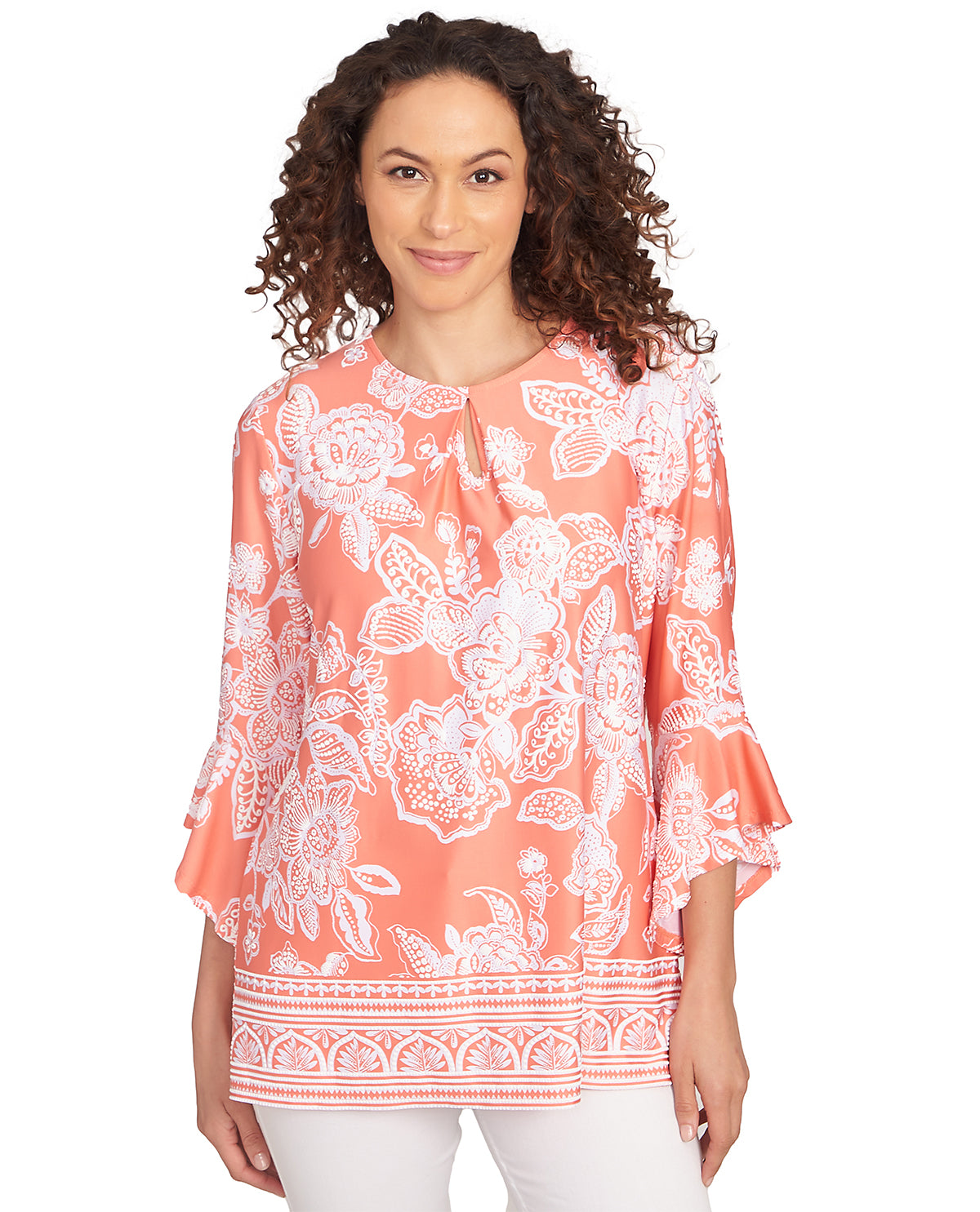 Ruby Road Petite Watercolor Dreams Puff Knit Top