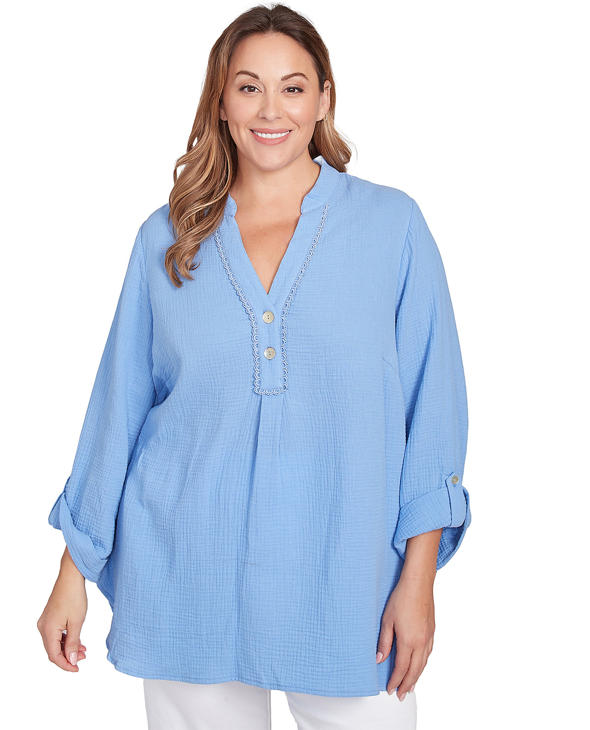 Ruby Road Watercolor Dreams Solid Gauze Top