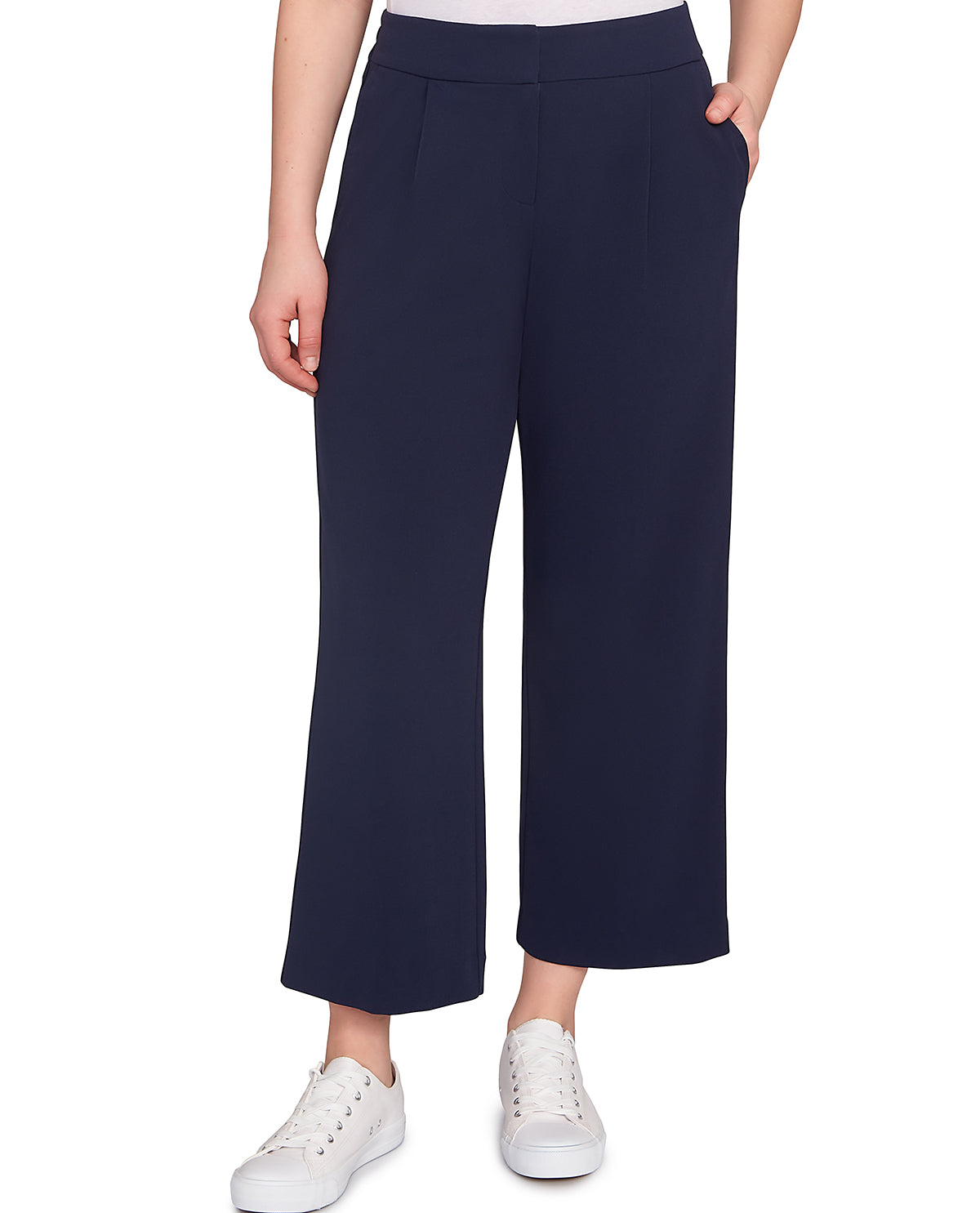 Ruby Road Petite Color Crush Wide Leg Pant Navy
