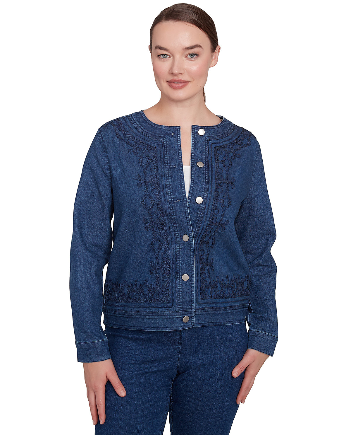 Ruby Road Bella Vista Embroidered Jacket Indigo