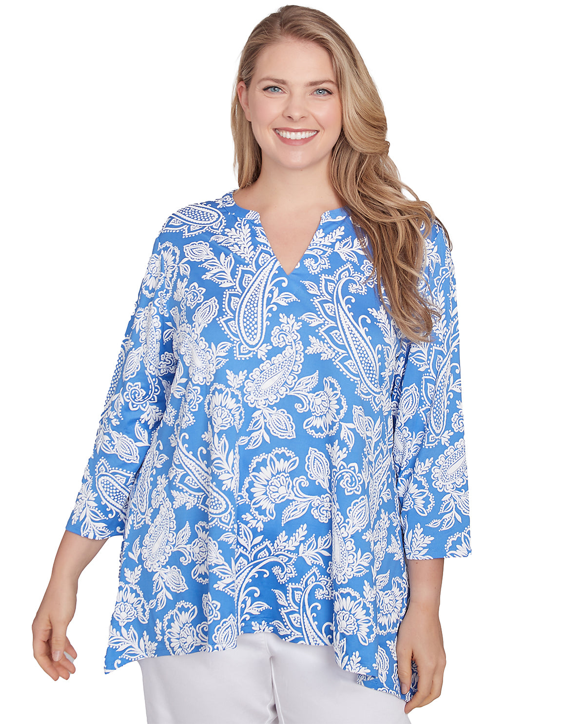 Ruby Road Bella Vista Monotone Knit Top Bluebird