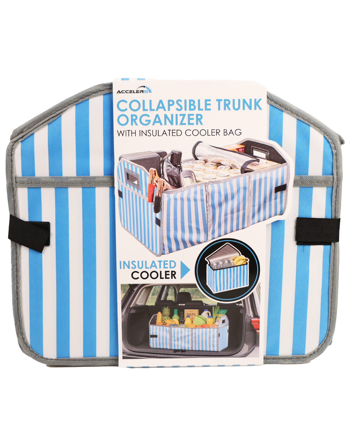 Collapsible Trunk Organizer With Cooler - Stripes