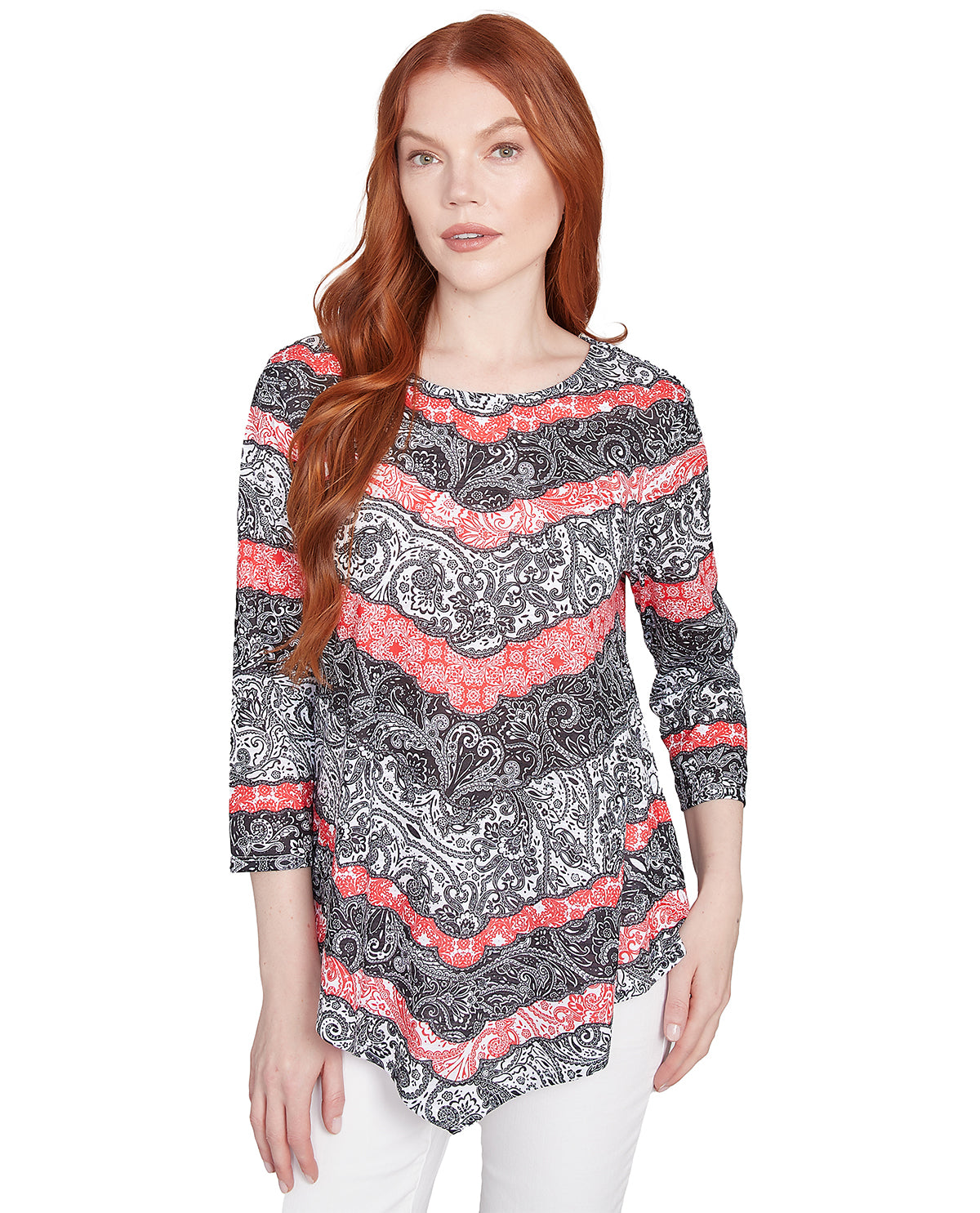 Ruby Road Petite Spring Sublimation Chevron Knit Top