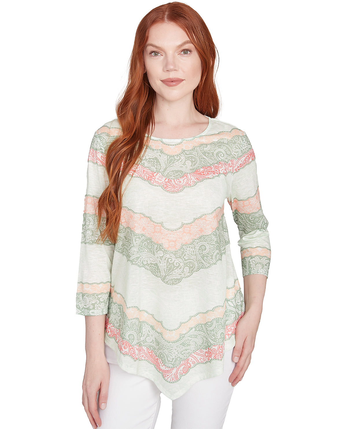 Ruby Road Petite Spring Sublimation Chevron Knit Top