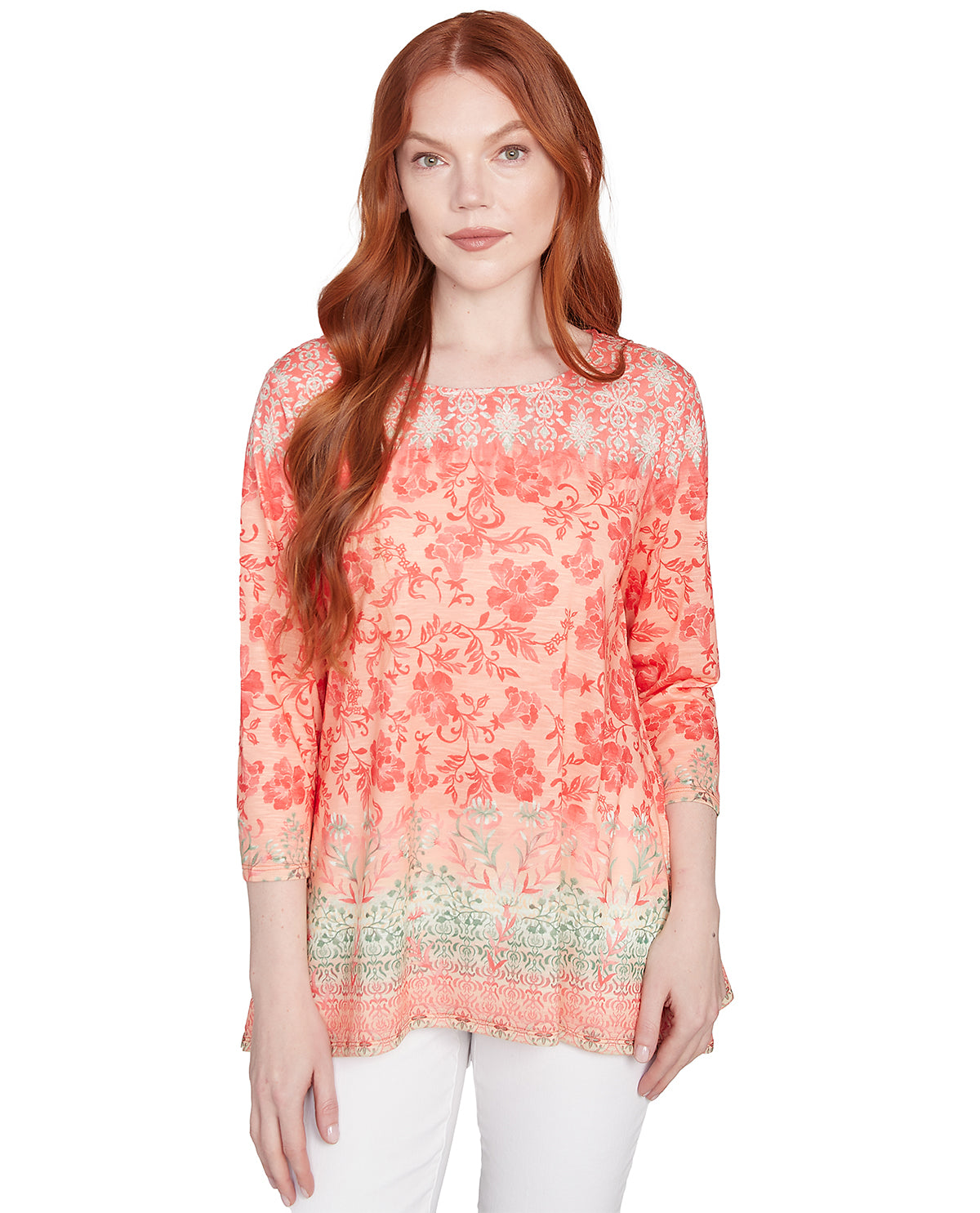 Ruby Road Petite Spring Sublimation Floral Knit Top