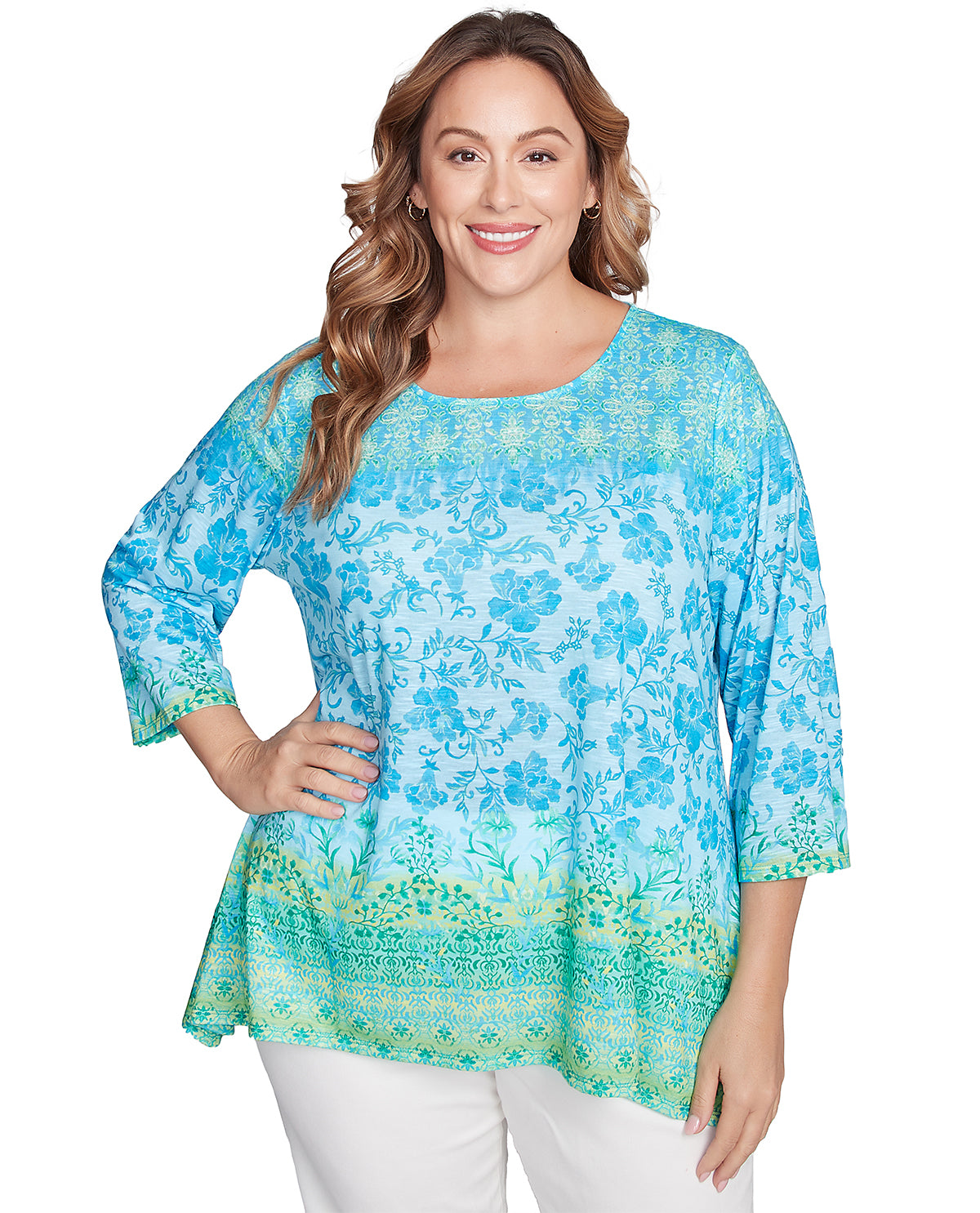 Ruby Road Women's Spring Sublimation Floral Knit Top