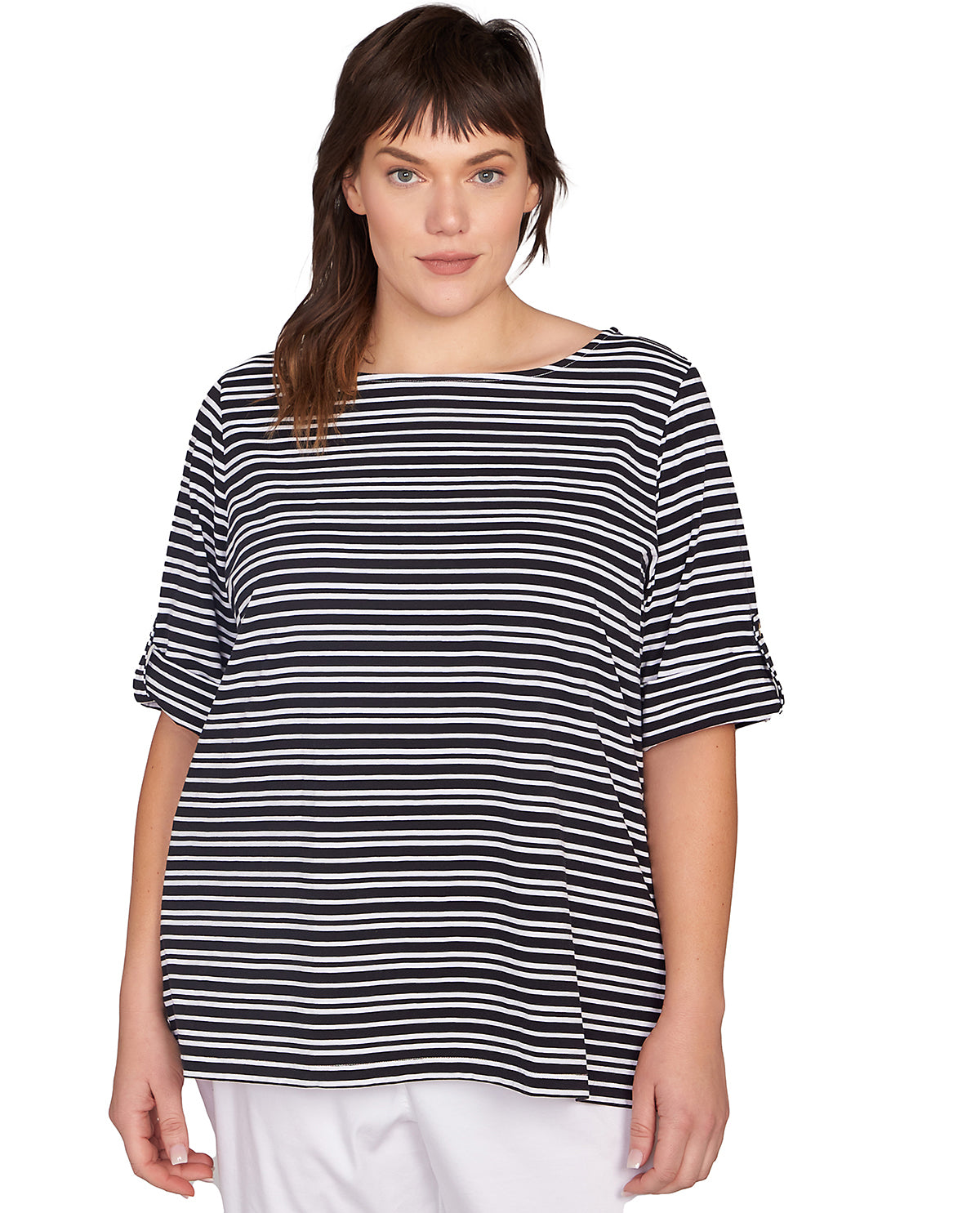 Ruby Road Puttin On the Prints Stripe Knit Top