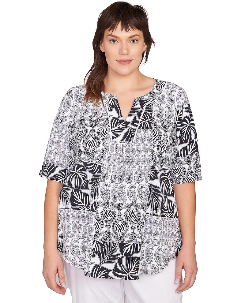 Ruby Road Puttin On the Prints Patchwork Knit Top