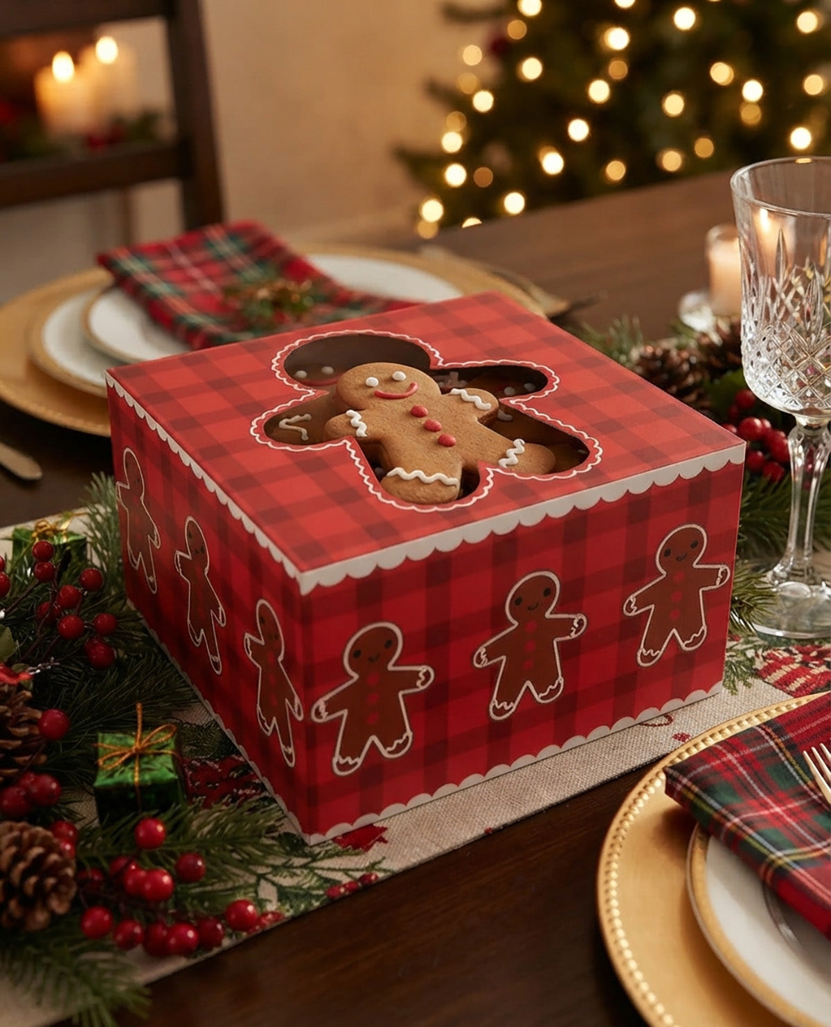 Holiday 2 Piece 4.5" Square Boxes With Window