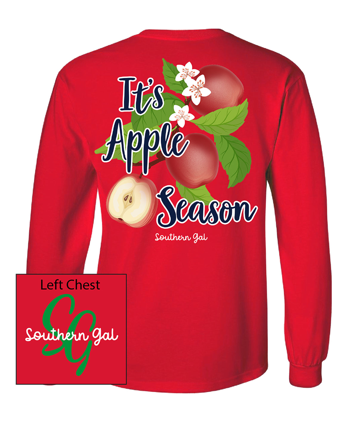 Southern Gal Missy Apple Time Long Sleeve Graphic T-Shirt