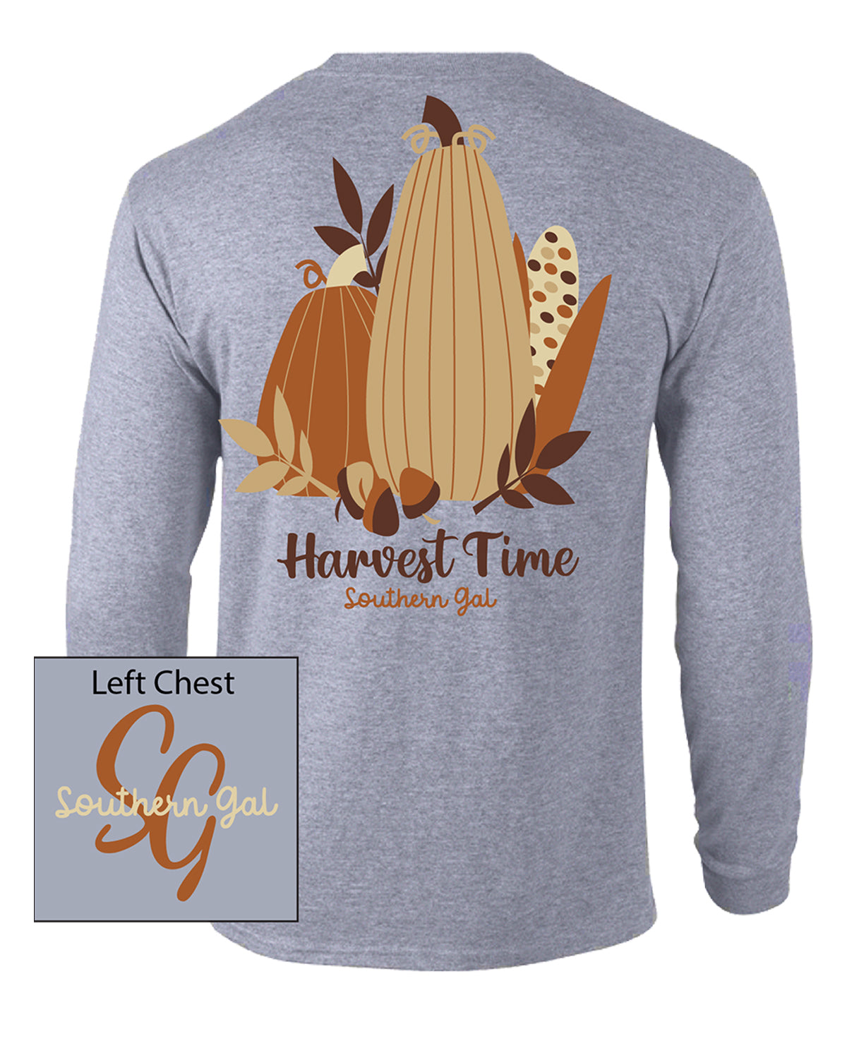 Southern Gal Missy Harvest Long Sleeve Graphic T-Shirt