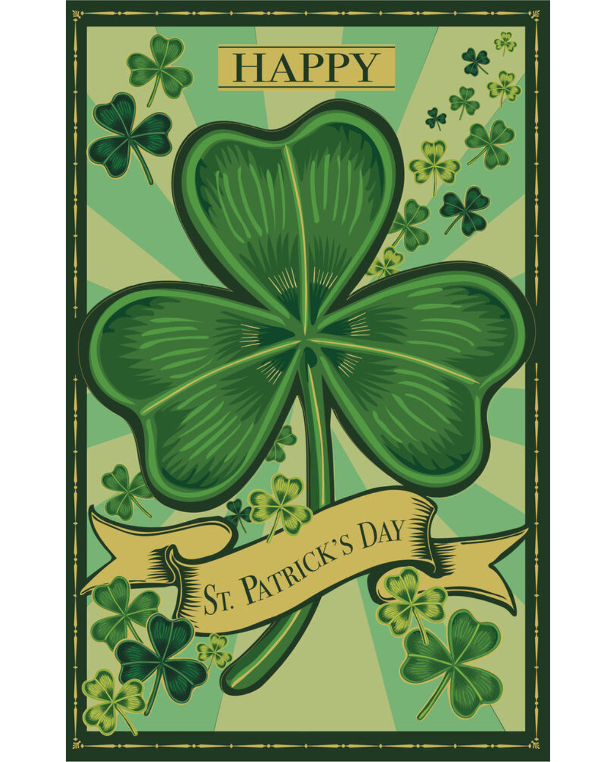 St. Patrick's Shamrock Applique Garden Flag