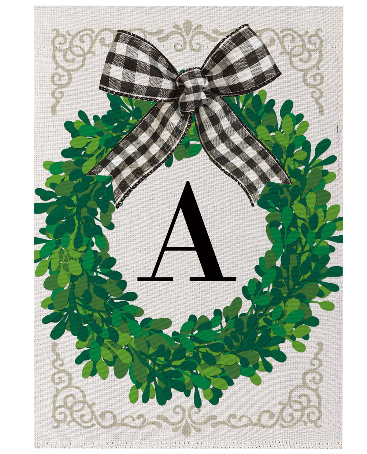 Wreath Monogram Garden Flag Letter A