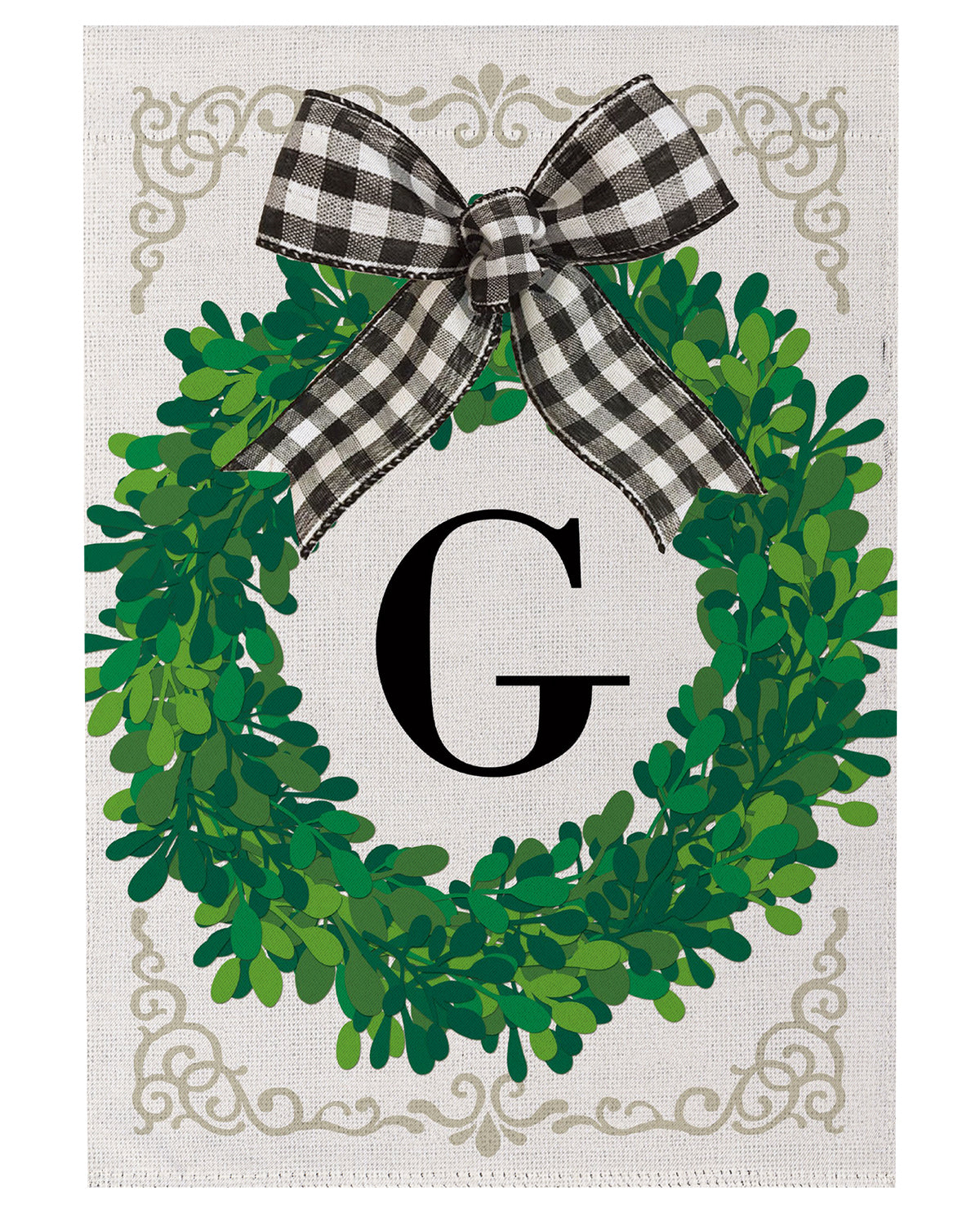 Wreath Monogram Garden Flag Letter G