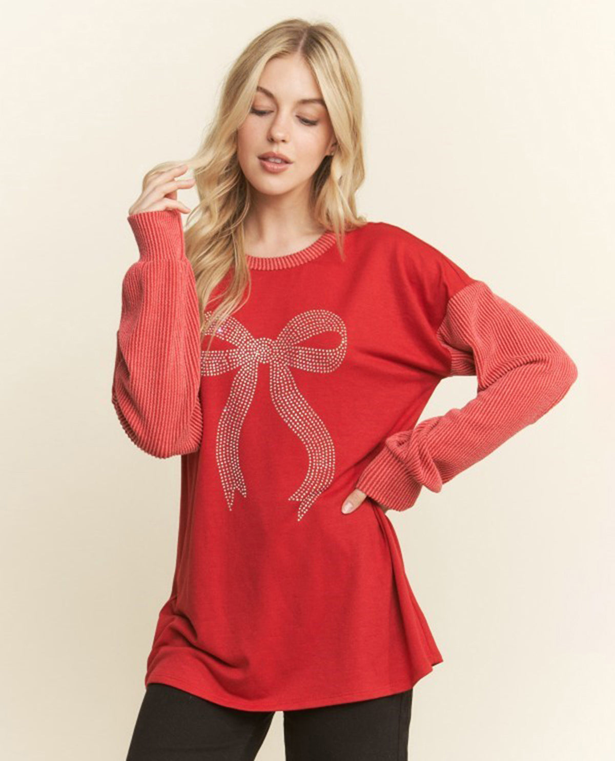 Solid Rib Top with Bow Patch